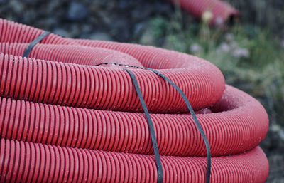 High angle view of pink pipes 