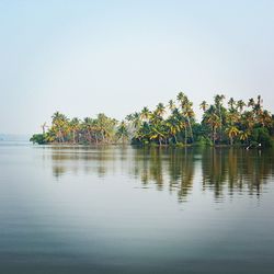 Scenic view of calm sea against clear sky