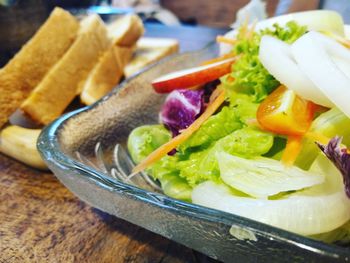 Close-up of meal served in plate