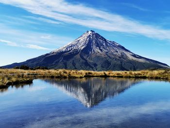 Refelectionscenic view of lake by mountains against sky