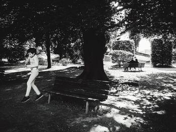 Woman sitting in park