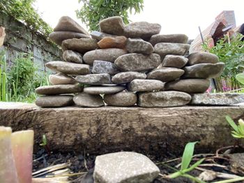 Stack of stones in yard