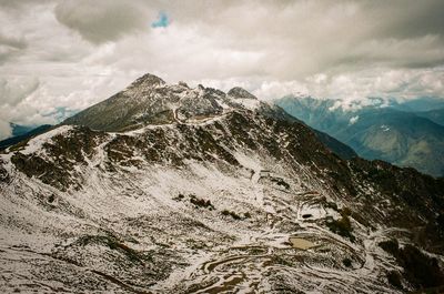 Snow-capped mountains at altitude