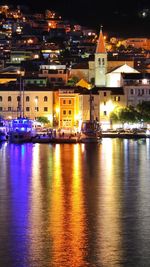 Illuminated buildings at waterfront