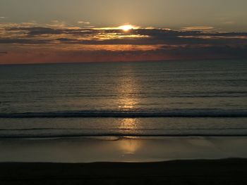 Scenic view of sea against sky at sunset