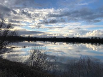 Scenic view of lake against sky