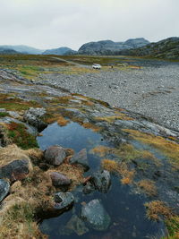 Scenic view of rocks against sky