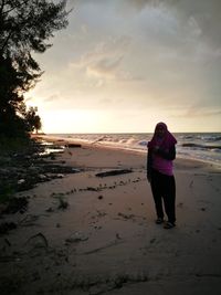 Rear view of man standing on beach