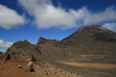 Panoramic view of mountain range against sky