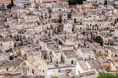 High angle view of buildings in city