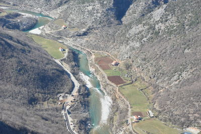 High angle view of road passing through landscape