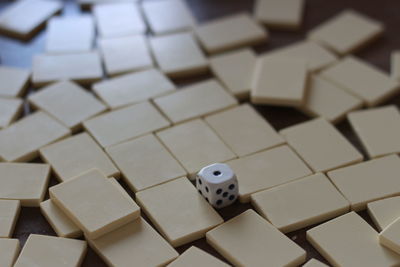 High angle view of computer keyboard on table