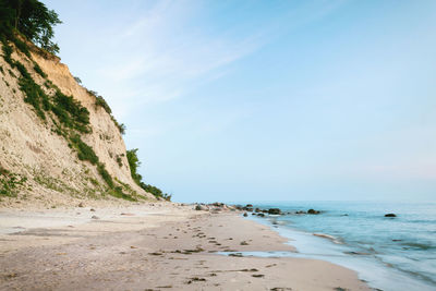 Amazing sandy beach landscape. seascape natural coast line scenery.