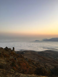 Scenic view of sea against sky during sunset