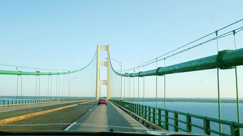 Suspension bridge against clear sky