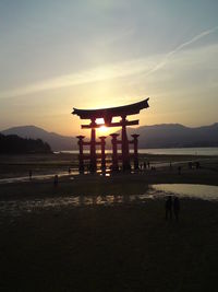 Scenic view of mountains at sunset