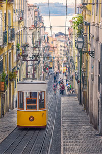 The bica funicular elevador or ascensor da bica is a famous tourist attraction in chiado district