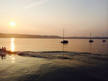 Scenic view of sunset over sea