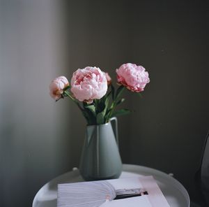 Close-up of flowers on table at home