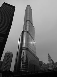 Low angle view of modern buildings against clear sky