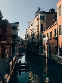 Canal passing through city buildings