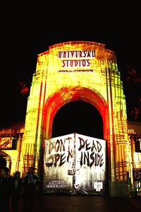 Low angle view of illuminated building