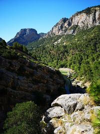 Scenic view of mountains against clear sky