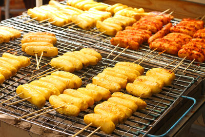 Grilled banana skewers on the oven, bann khang wat in chaing mai, thailand