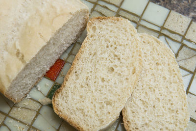 High angle view of bread on table