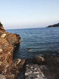 Scenic view of sea against clear sky