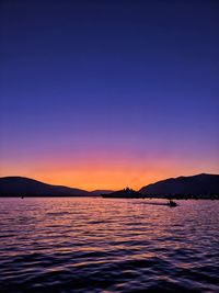 Scenic view of sea against clear sky during sunset