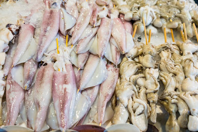 Full frame shot of fish for sale in market