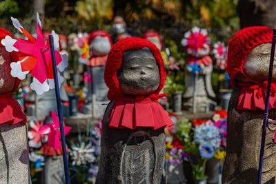 Close-up of toys for sale