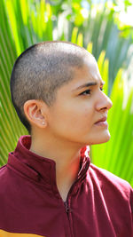 Portrait of teenage boy looking away