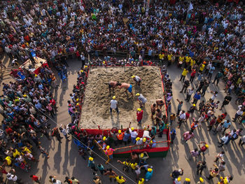 Aerial view of traditional boli khela in chittagong bangladesh 