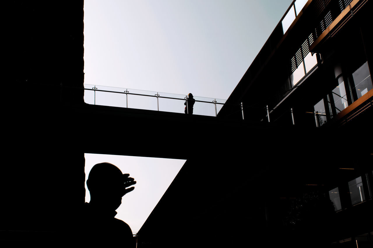 LOW ANGLE VIEW OF SILHOUETTE MEN AGAINST SKY