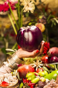Close-up of red berries in basket