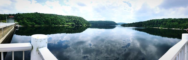 Panoramic view of lake against sky