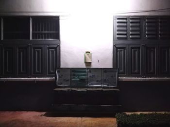 Closed door of building
