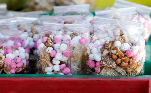 Close-up of multi colored vegetables for sale in market