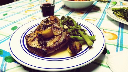 Close-up of food served in plate