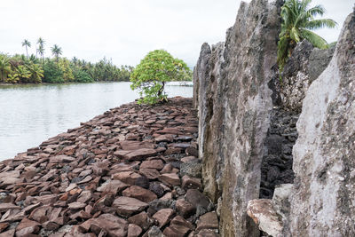 Scenic view of rocks against sky