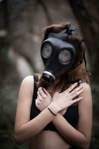 Portrait of woman wearing mask