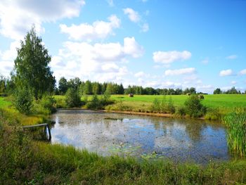 Scenic view of lake against sky