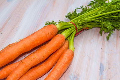 High angle view of vegetables on table