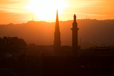 Silhouette of buildings against sky during sunset