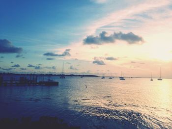 Scenic view of sea at sunset