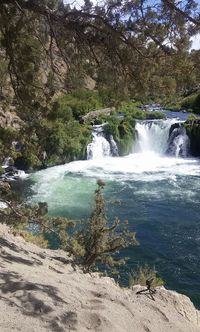 Scenic view of waterfall