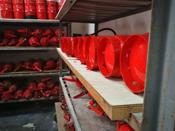 Red for sale in market stall