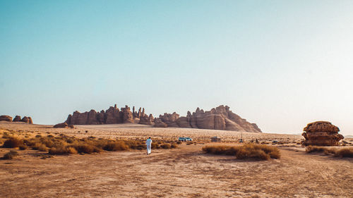 View of rock formations against clear sky